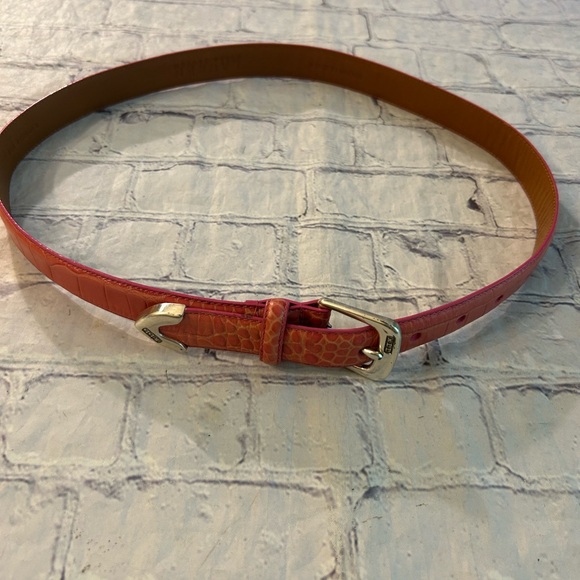 LAUREN RALPH LAUREN PINK CROC ITALIAN LEATHER GOLD TONE BUCKLE WOMENS BELT SMALL - Picture 12 of 13